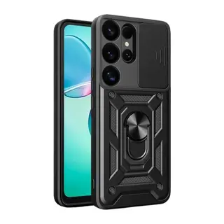 Samsung Galaxy S25 Ultra Kılıf Pars Lens Yüzüklü Silikon - Siyah