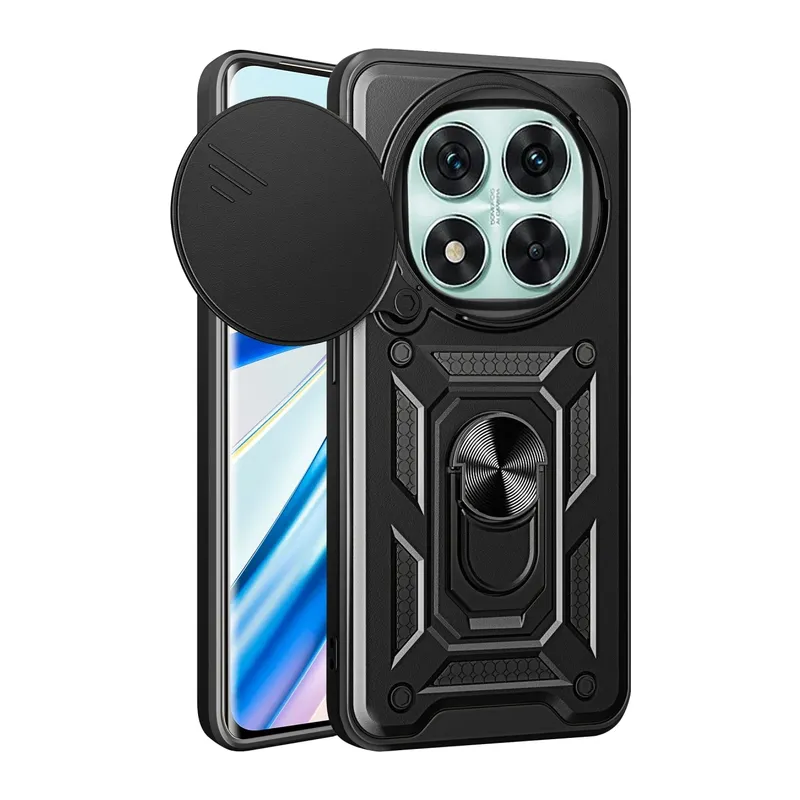 Xiaomi Redmi Note 14 Pro 4G Kılıf Pars Lens Yüzüklü Silikon - Siyah