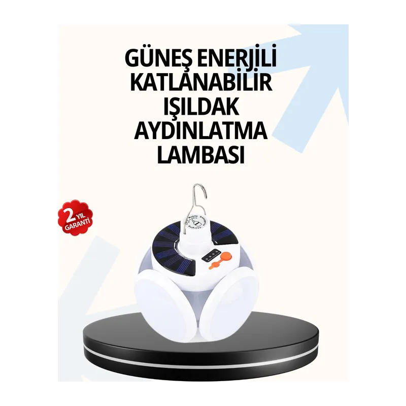 Katlanabilir 5 Kanatlı Solar LED Bahçe ve Kamp Lambası