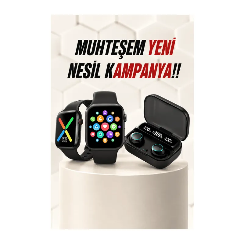 Kaliteli Akıllı Saat ve Kaliteli Bluetooth Kulaklık ANC Özelliği Uzun Pil Ömrü