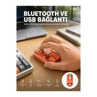 Kablosuz Bluetooth Mouse Şık ve Sessiz Ofis Tasarımı Yeni Nesil