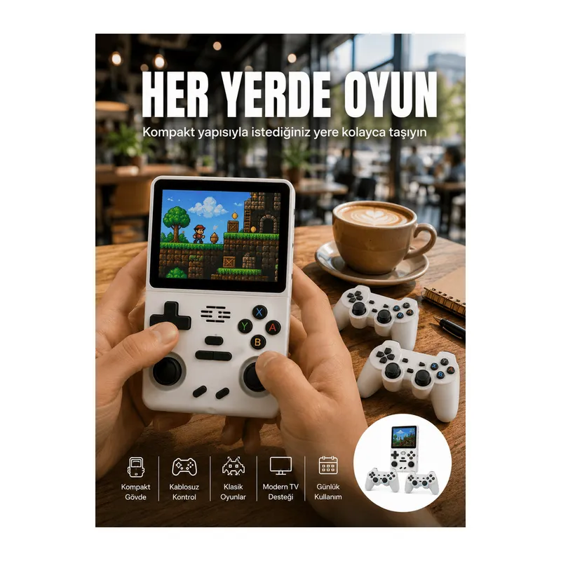 Geniş Ekranlı Taşınabilir Retro Oyun Konsolu Yeni Nesil