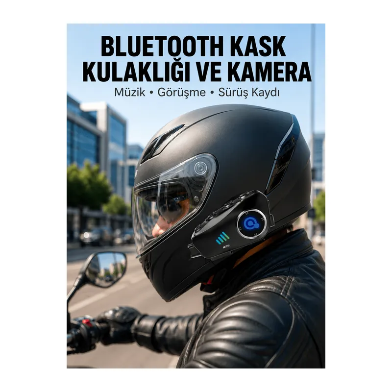 Q28 Kameralı Motosiklet Kask Kulaklık Bluetooth 5.3 Su Geçirmez 1080P HD Yeni Nesil