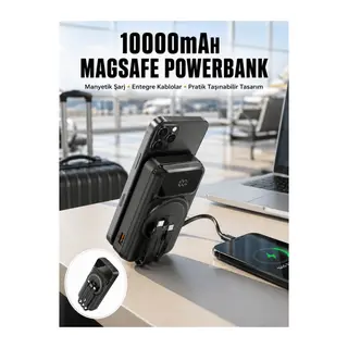 15W Kablosuz Hızlı Şarjlı 10000 mAh Powerbank – Taşınabilir, LED Göstergeli