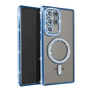 Samsung Galaxy S25 Ultra Kılıf Joke Simli Magneticsafe Kılıf - Mavi