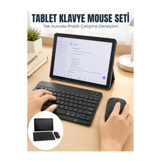 SIM Kartlı Android Tablet Bluetooth Klavye Kablosuz Mouse Geniş Ekran ve Taşınabilir Kullanım Seti