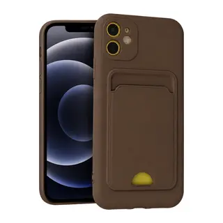 Apple iPhone 11 Kılıf Kelvin Kartvizitli Silikon - Kahverengi