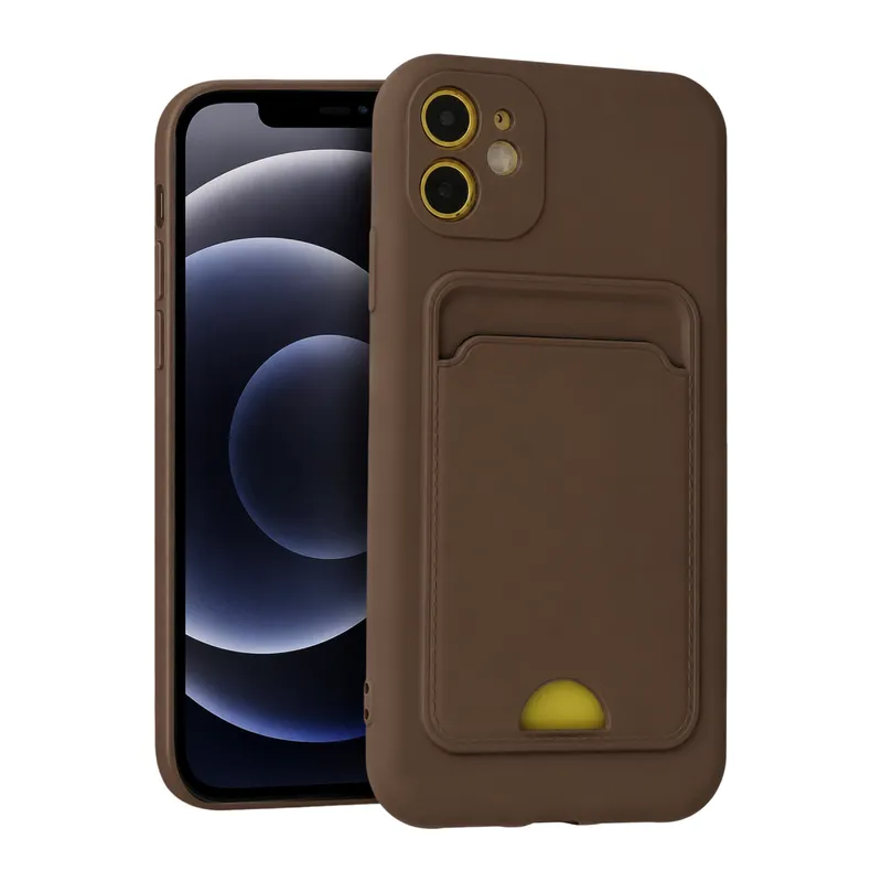 Apple iPhone 11 Kılıf Kelvin Kartvizitli Silikon - Kahverengi