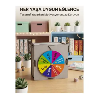 Eğlenceli Tasarruf Çarklı Felek Ahşap Para Biriktirme Kutusu