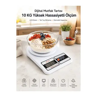 Net LCD Ekran ve Otomatik Kapanma Özelliği ile Uzun Ömürlü Dijital Mutfak Tartısı