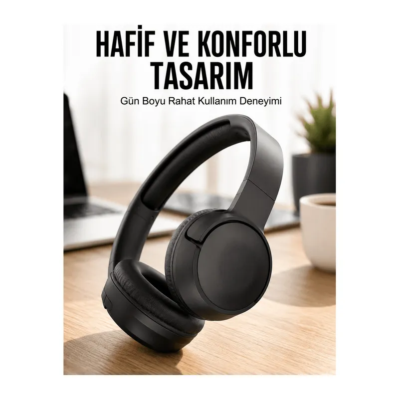 Kulak Üstü Kablosuz Bluetooth Kulaklık Gürültü Önleyici Uzun Şarj Süreli