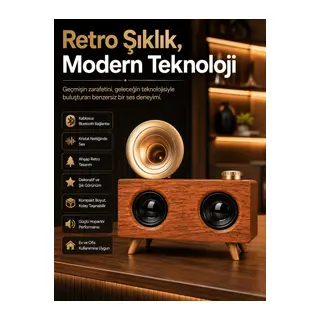 Gramafon Nostaljik Radyo Yüksek Ses Kalitesi USB TF Kart Aux