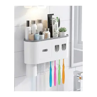 Banyo Organizer Diş Fırçası Tutucu Çift Dispenserli Raflı Çekmeceli