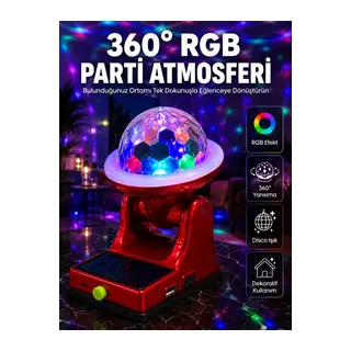 360° RGB LED Disco Işığı Ayarlanabilir Başlıklı Güneş Enerjili Projektör Lamba