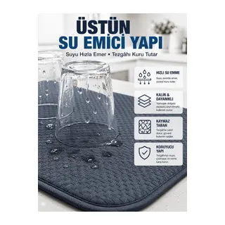 Katlanabilir Bulaşık Kurutma Matı Hızlı Kuruyan Su Emici Mutfak Matı