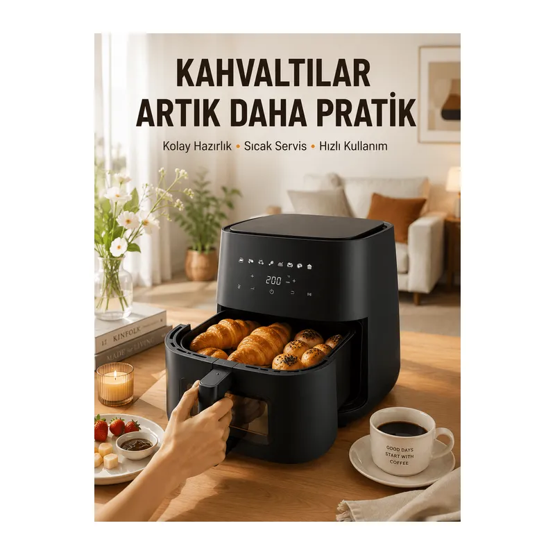 Air Fryer Mutfak Pişirme Cihazı Çok Programlı Dokunmatik