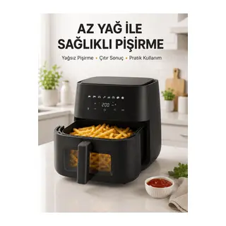 Geniş Hazneli Air Fryer Hızlı ve Pratik Pişirme Makinesi