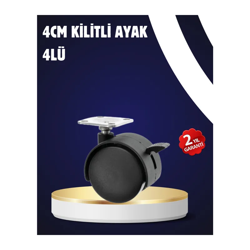 4’lü Kilitli Tekerlek Ayak 4 cm Sessiz ve Dayanıklı