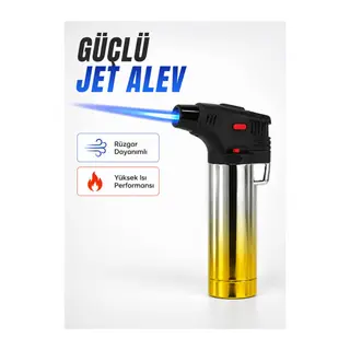 Metal Gövdeli Pürmüz Çakmak Ayarlanabilir Alevli Rüzgar Dayanıklı Tasarım