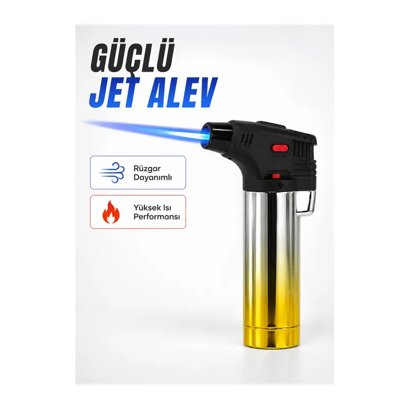 Metal Gövdeli Pürmüz Çakmak Ayarlanabilir Alevli Rüzgar Dayanıklı Tasarım