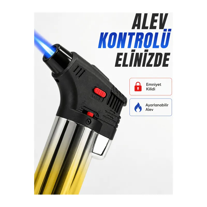 Çok Amaçlı Jet Alev Çakmak Kamp Mutfak ve Puro Kullanımına Uygun
