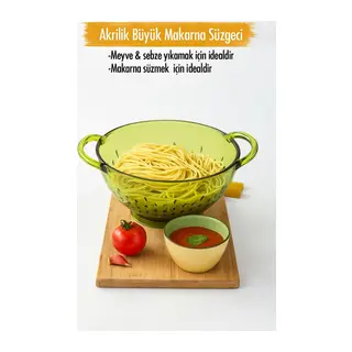 Akrilik Yeşil Makarna Süzgeçi & Sebze Meyve Süzgeçi