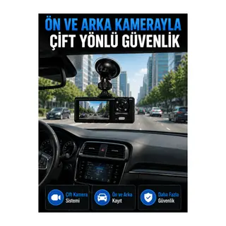 WiFi Çift Kameralı Araç İçi Kayıt Kamerası 1080P Full HD 170° Geniş Açılı Araç Kamerası
