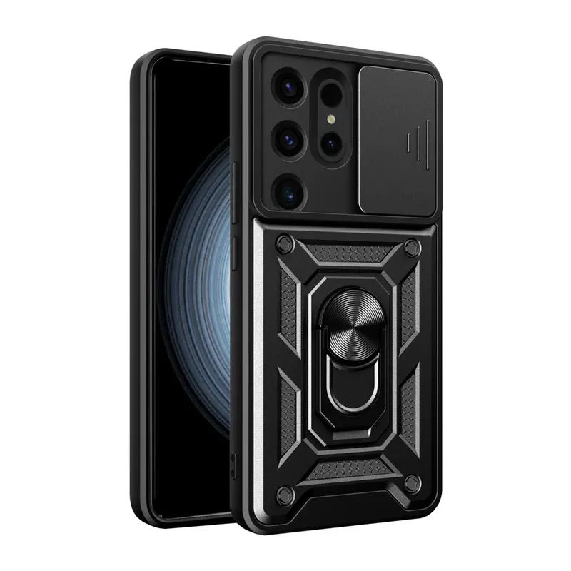 Samsung Galaxy S24 Ultra Kılıf Pars Lens Yüzüklü Silikon - Siyah