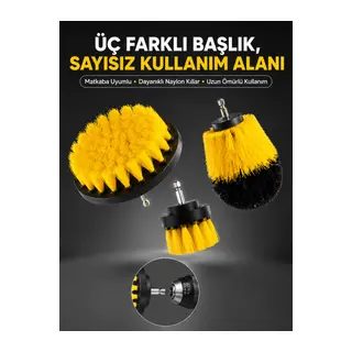 Banyo ve Mutfak İçin Matkap Ucu Temizlik Fırçası 3’lü Set