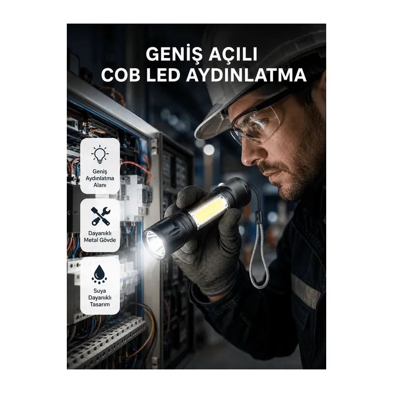 Profesyonel 4 Modlu Şarjlı El Feneri | 1300 mAh Batarya | Cree LED Teknolojisi