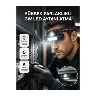 Kamp ve Doğa İçin Şarjlı LED Baş Feneri – Mıknatıslı, Su Geçirmez