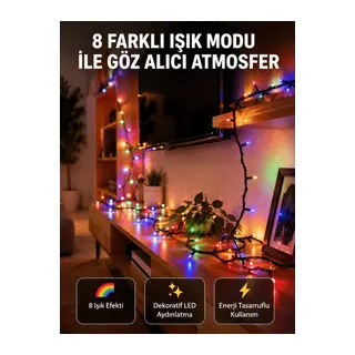 Dekoratif Peri Led 5 m 50 Ampullü Şeffaf Kablo Aydınlatma Yeni Nesil