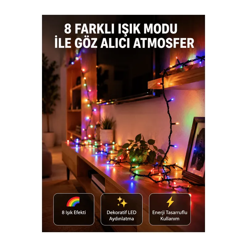 Dekoratif Peri Led 5 m 50 Ampullü Şeffaf Kablo Aydınlatma Yeni Nesil