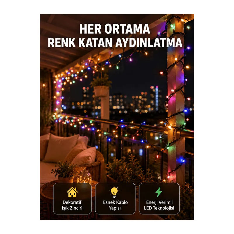 5 Metre Şeffaf Kablo LED Peri Işığı 50 Ampullü Dekoratif Led Yeni Nesil