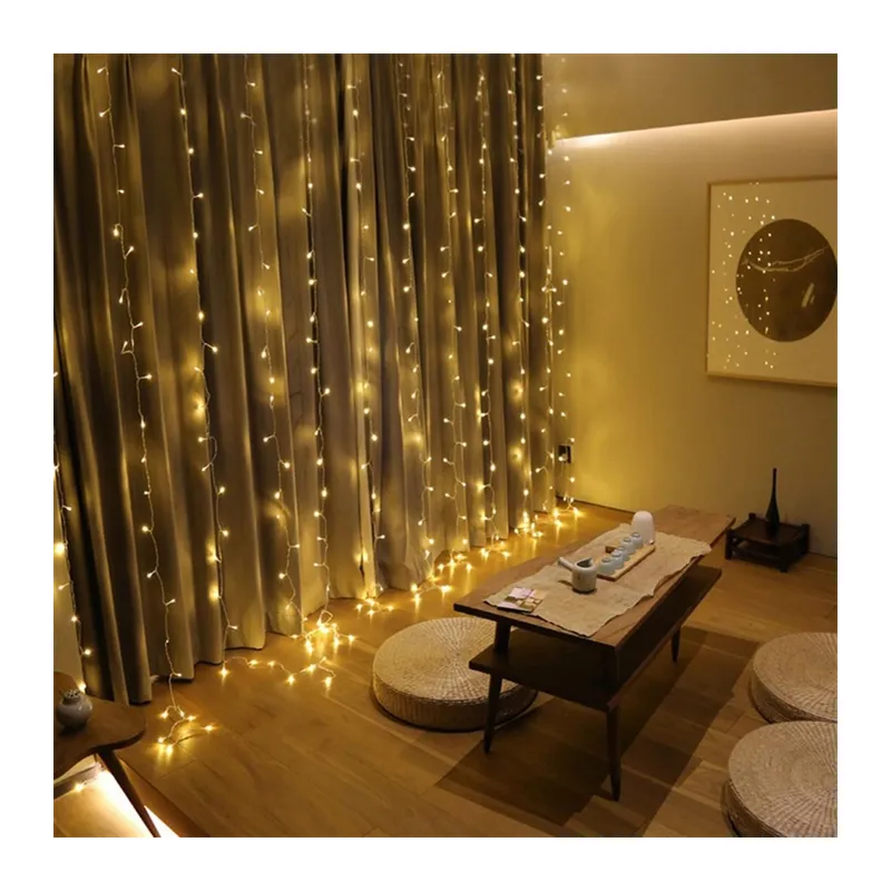 8 Fonksiyonlu 200 Led 10 Saçak Şerit Led 2x2 Perde İp Led (Gün Işığı)