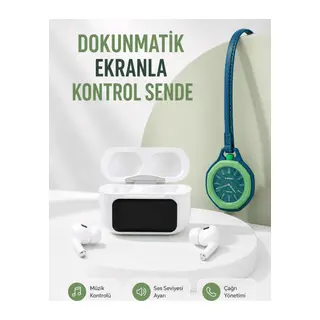Bluetooth 5.4 Kablosuz Kulaklık Yeşil Askılı Analog Charm Saat İkili Set