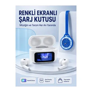 Dokunmatik Kablosuz Kulaklık + Mavi Askılı Analog Charm Saat İkili Set