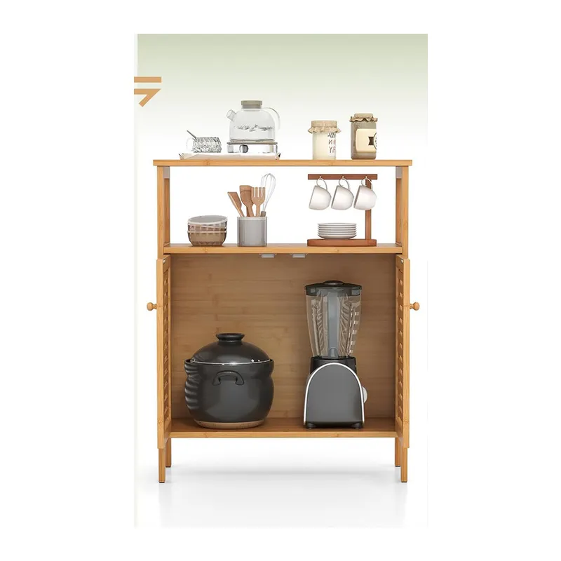 Çok Amaçlı Dolap Ahşap Bambu Organizer Raflı 66X33X85CM