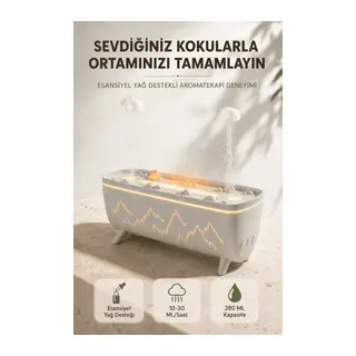 Ultrasonik Hava Nemlendirici Aromaterapi Difüzörü Jöle Yağmur Efektli LED Işıklı 280 ML