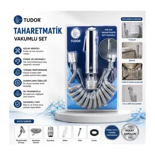 Krom Taharatmatik Seti Taharatmetik El Duşu- Hortum - Mafsal Vakumlu Set