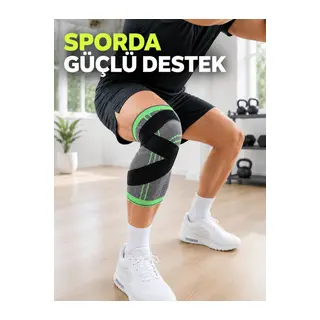Örme Sporcu Dizliği Ayarlanabilir Çapraz Destek Bantlı Esnek Diz Koruyucu