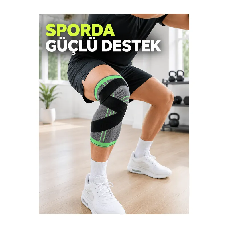 Örme Sporcu Dizliği Ayarlanabilir Çapraz Destek Bantlı Esnek Diz Koruyucu