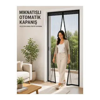 Siyah File Mıknatıslı Kapı Sinekliği Evcil Hayvan Geçişine Uygun Pratik Tasarım