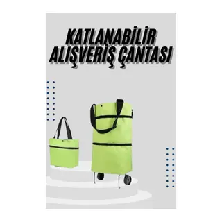 Katlanabilir Tekerlekli Çantalı Çarşı Pazar Arabası Alışveriş Çantası Piknik Çantası