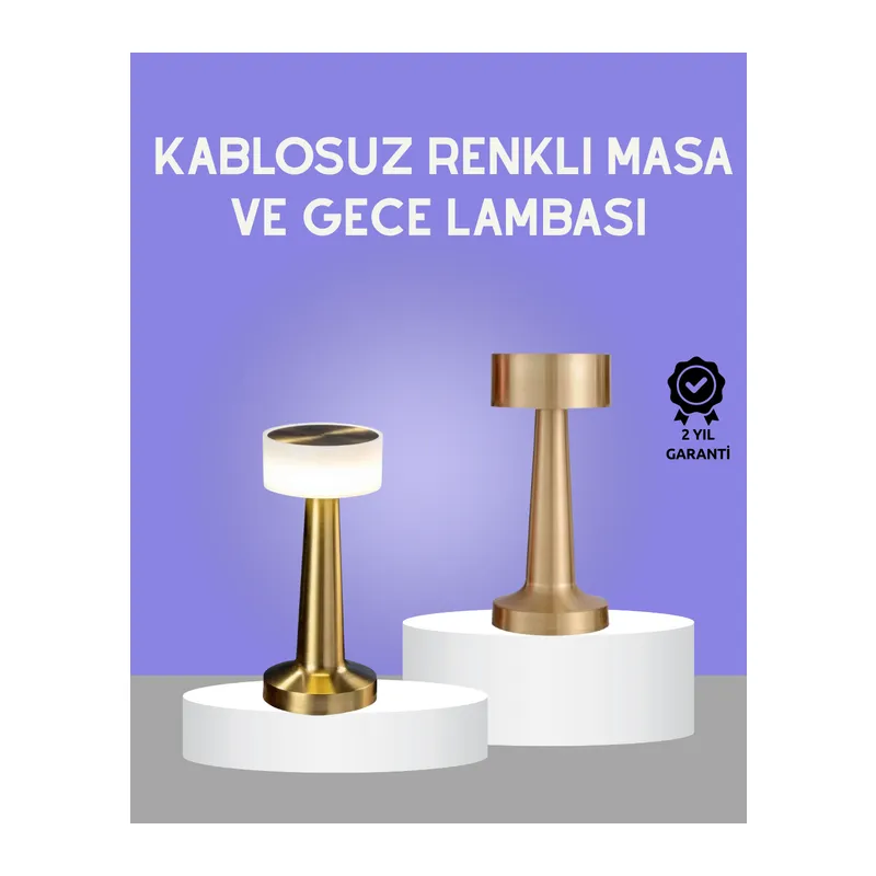 Touch Gece Lambası Dokunmatik Kontrol, Kablosuz Kullanım, Metal Gövde