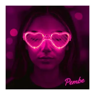 Pembe LED Işıklı Kalp Gözlük – 3 Modlu Parti - Glow Gözlüğü
