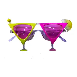 Sarı Pembe Renk Martini Parti Gözlüğü