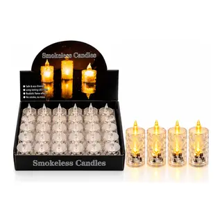 24 Adet Büyük Boy Pilli Kristal Mika Led Mum Çap: 3.8CM Yükseklik: 9CM İ10-015