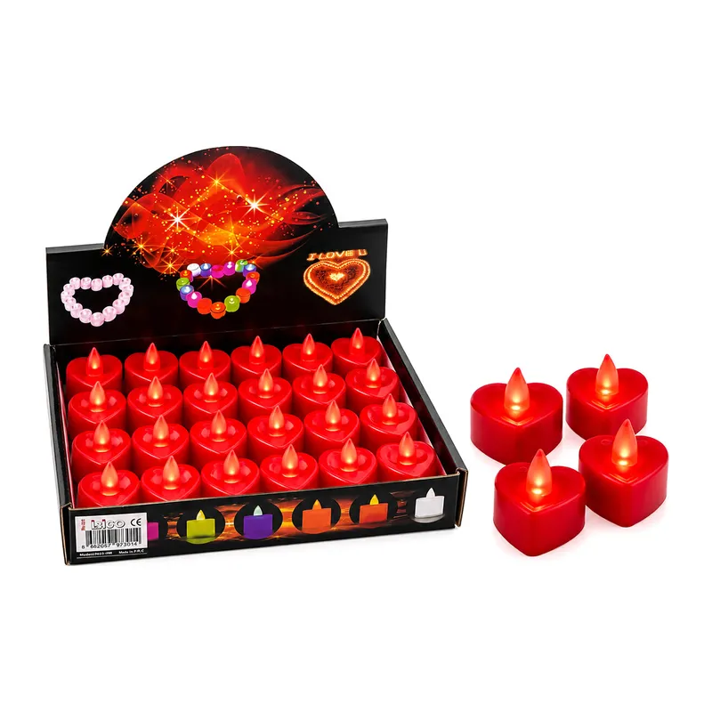 24 Adet Pilli Kapli - Kırmızı Renkli Led Mum Çap: 4CM Yükseklik: 3.7CM İ10-023