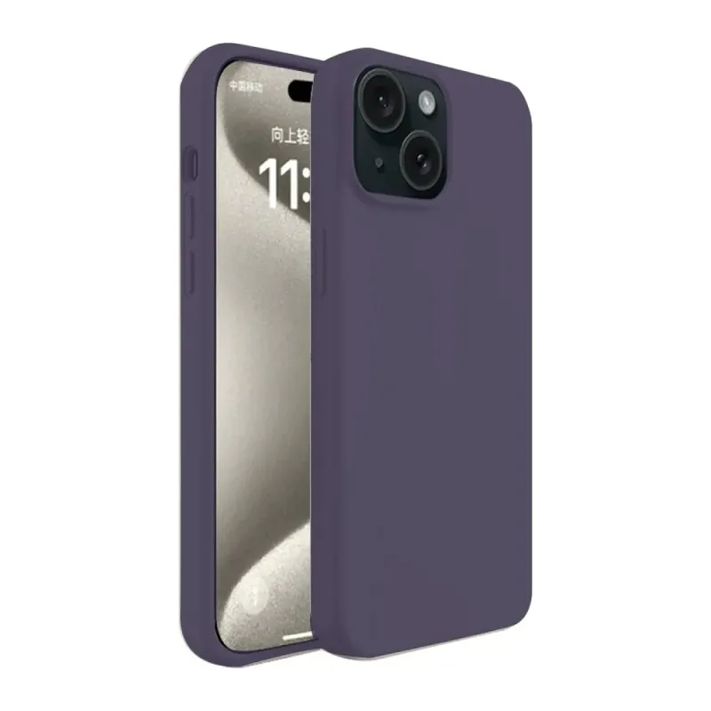 Apple iPhone 15 Kılıf First Silikon - Mürdüm